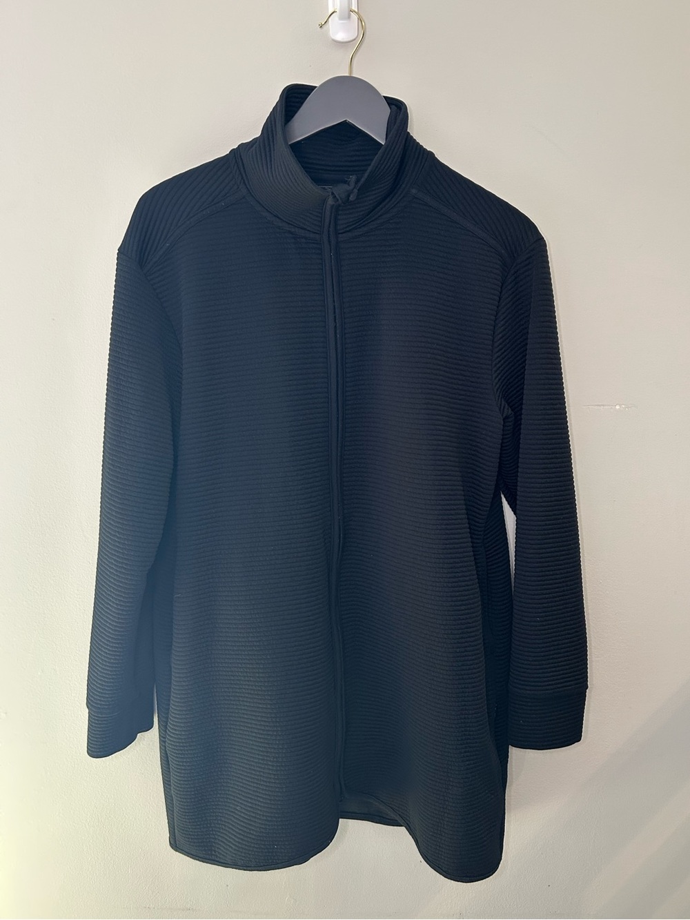 Black Textured Zip-Front Jacket XL